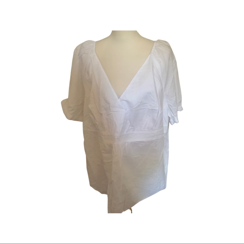NWT AVENUE WHITE SHORT SLEEVE BABYDOLL TOP SZ 2X